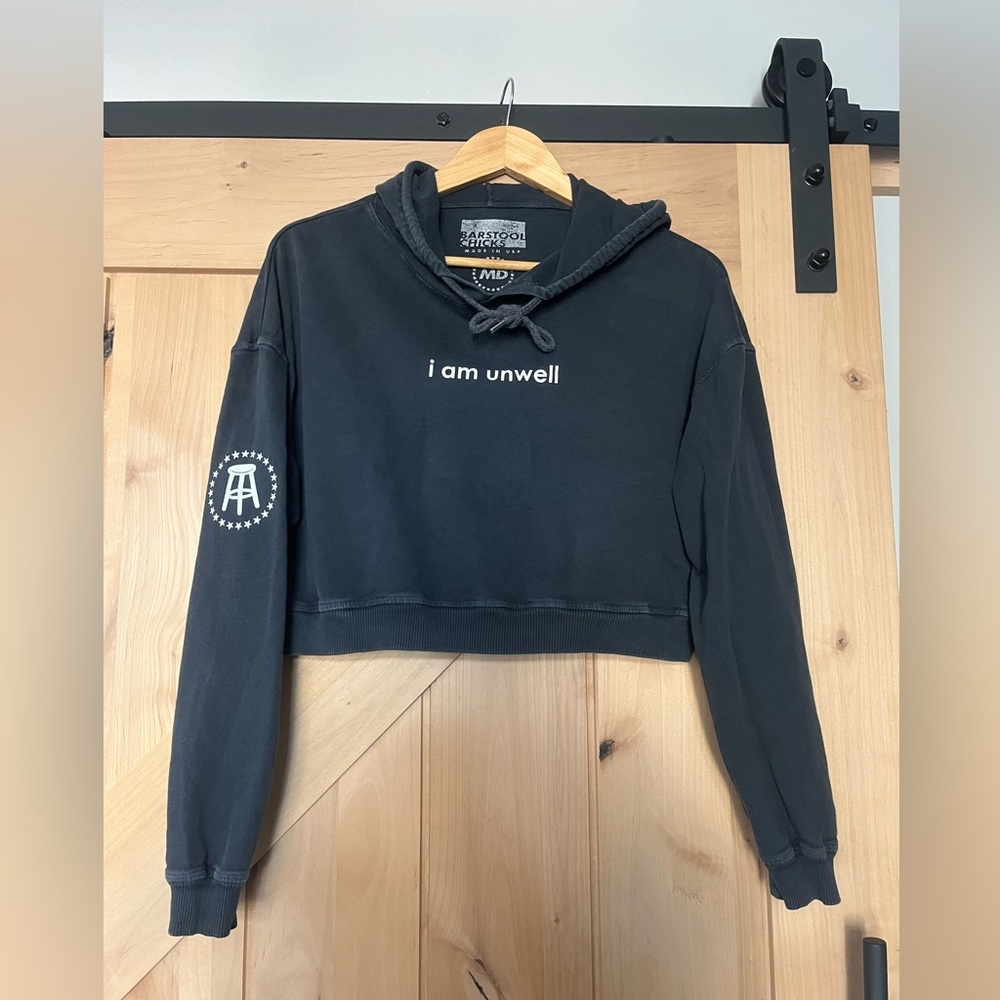 Black “I am unwell” cropped hoodie